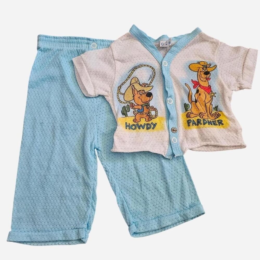 1982 vintage scooby doo boys snap together pant & short sleeve set